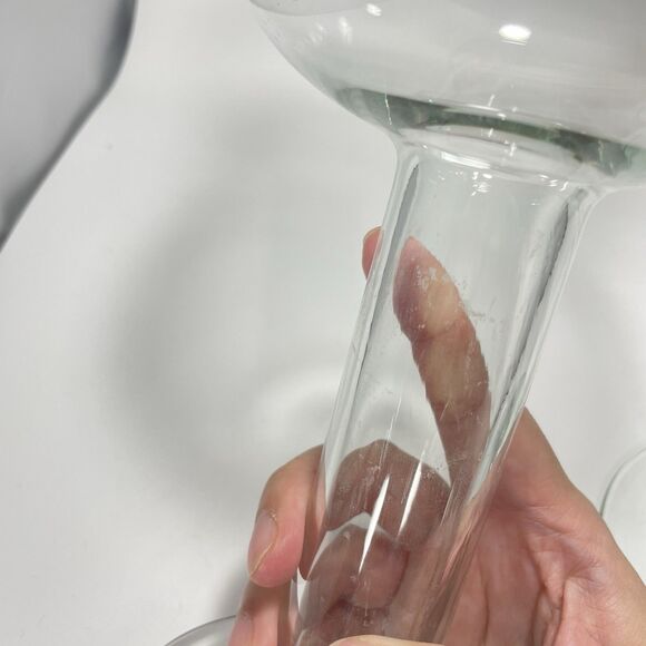 Lot of 2 Clear Glass Hurricane Goblet Vase Candle Holder Stem Pedestal - Picture 4 of 6